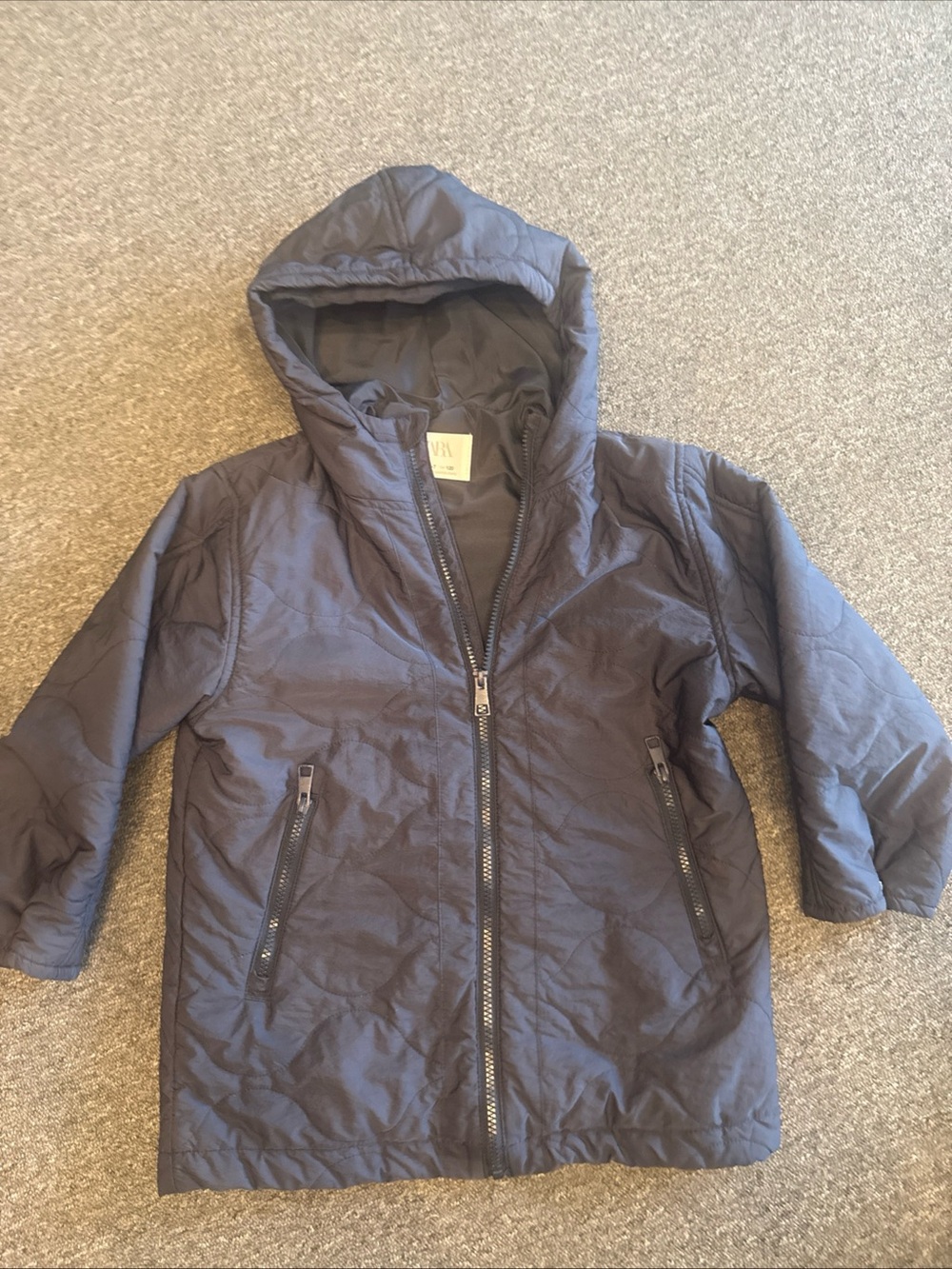 Zara Kids Navy Hooded Puffer Jacket